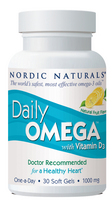 Nordic Naturals Daily Omega with Vitamin D3, 1000 mg, 30 softgels-Lemon