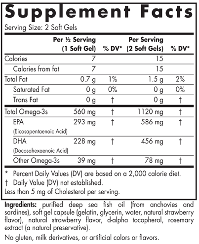 Nordic Naturals Ultimate Omega 2X Mini - 60 softgels- Strawberry