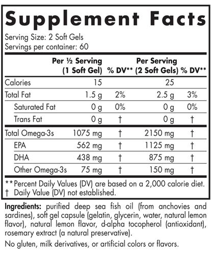 Nordic Naturals Ultimate Omega 2X- 120 softgels-Lemon 