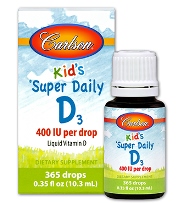 Carlson Kids Super Daily D3 Drops- 400 I.U of Vitamin D3, 365 drops