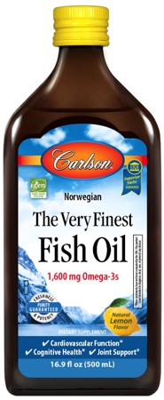 Carlson Very Finest Norwegian Fish Oil 16.9 FL OZ (500 ml) - Lemon Flavor