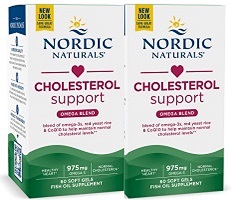 Nordic Naturals Cholesterol Support with red yeast rice and CoQ10- 120 softgels (60 softgels- twin pack) 
