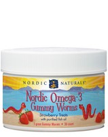 Nordic Omega-3 Gummy Worms 30 chewable Kids Omega-3 Strawberry Gummies