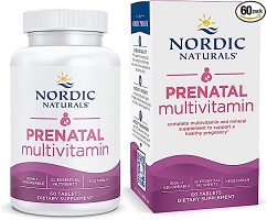 Nordic Naturals Prenatal Multivitamin- 22 Essential Nutrients including B6, Folate, and Iron-unflavored- 60 tablets