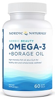 Nordic Naturals Nordic Beauty Omega-3+Borage Oil for Healthy Skin- Lemon-60 softgels