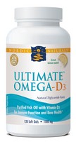 Nordic Naturals Ultimate Omega D3- Concentrated EPA DHA with Vitamin D3 - 120 softgels