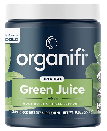 Organifi Green Juice Canister with Ashwagandha, Chlorella, Spirulina for Reset and Stress Support- Original Mint -30 serving