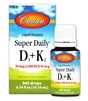Carlson Super Daily D3+K2 - 2000 I.U of Vitamin D3 +22.5 mcg of Vitamin K2- 360 drops