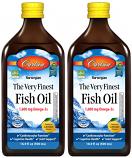 Carlson Very Finest Norwegian Fish Oil 33.8 FL OZ (1000 ml) - Lemon Flavor-Twin pack of 500ml